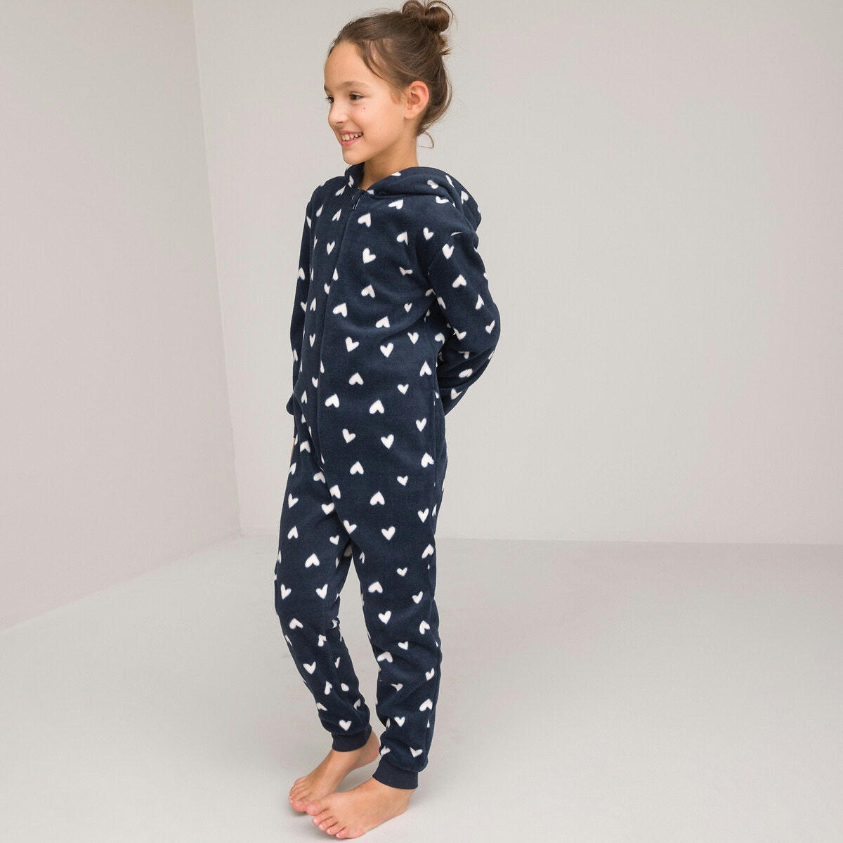 Surpyjama à capuche polaire, imprimé coeurs