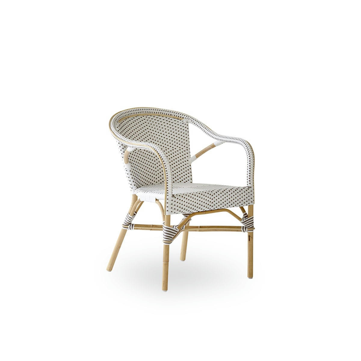 MADELEINE - Fauteuil empilable en rotin et blanc