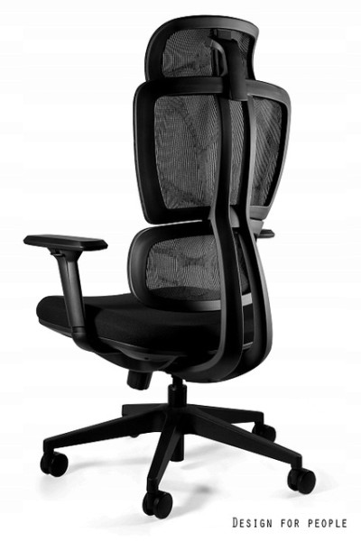 Ergonomiczny fotel biurowy DEAL 023H-1 czarny tkanina/siatka