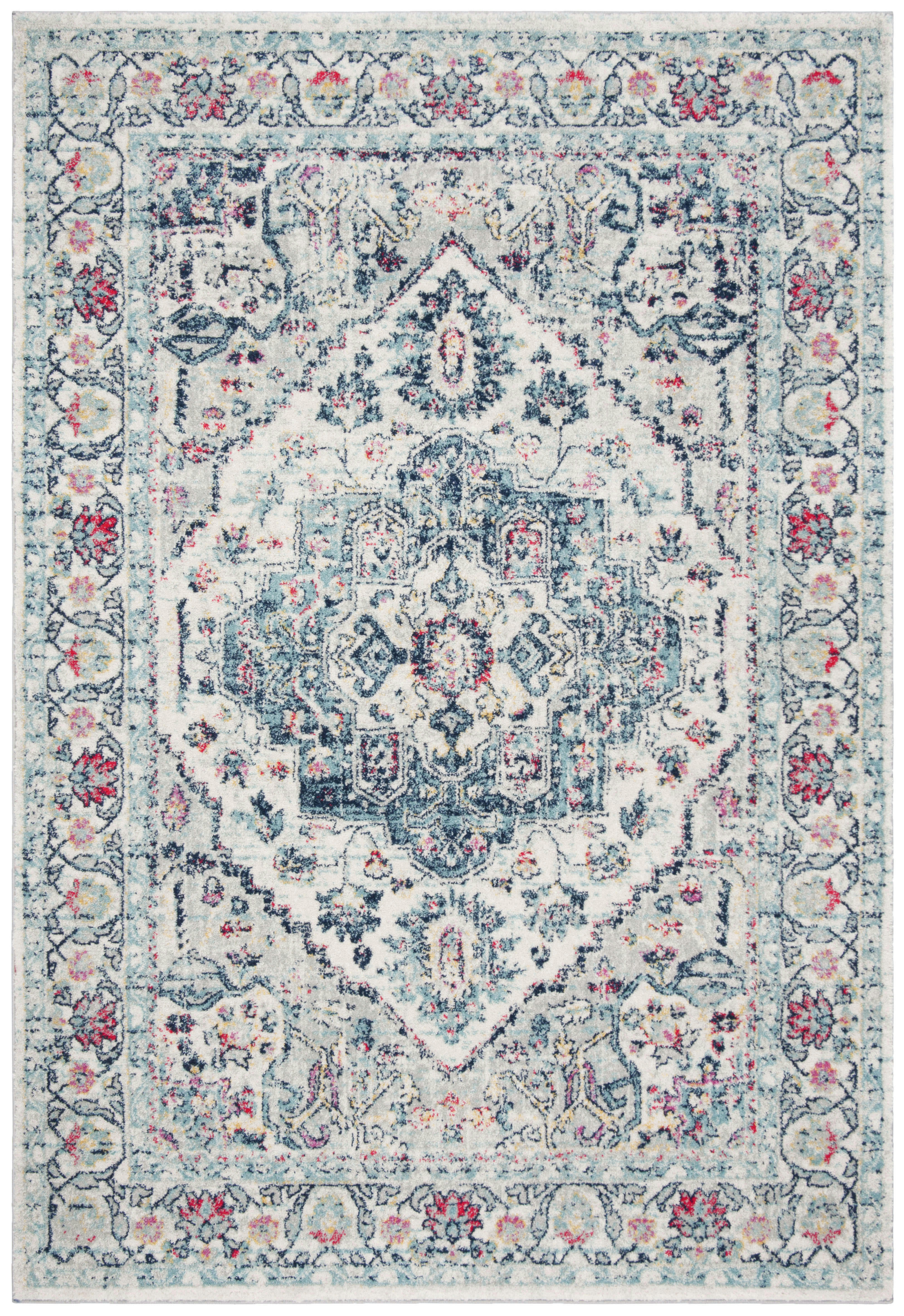 MADISON - Tapis de salon interieur en bleu marine & fuchsia, 160 x 229 cm