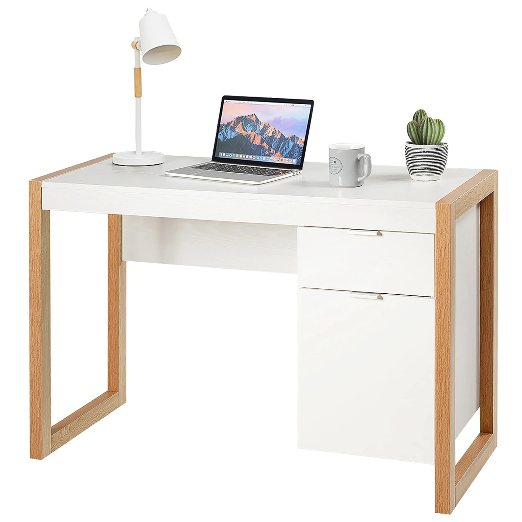 Costway Computer Desk with Storage Cabinet Pull-out Drawer Stable
