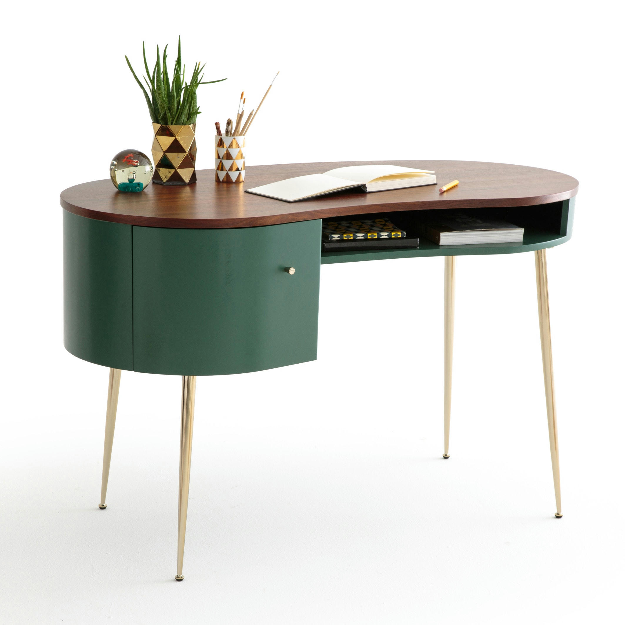 Bureau vintage plaqué noyer, Topim