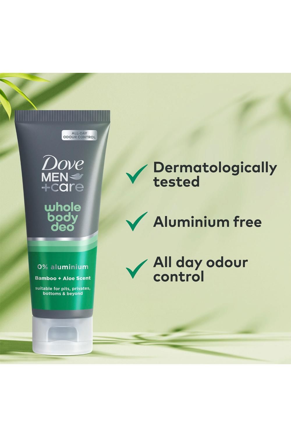 Dove Men Care Whole Body Deodorant Odour Control Cream Bamboo&Aloe 75ml,6pk