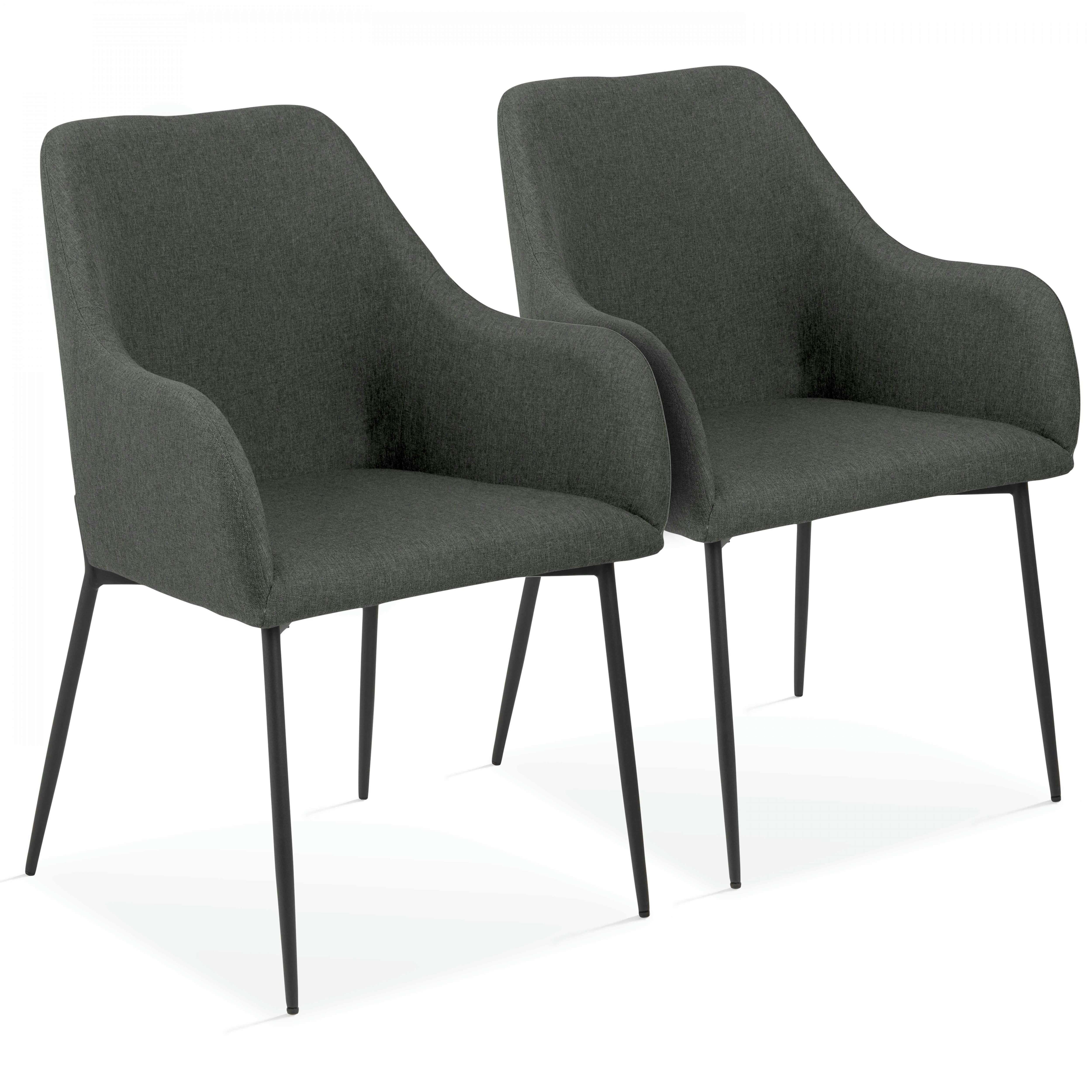 SCOTT - Lot de 2 chaises avec accoudoirs en tissu gris