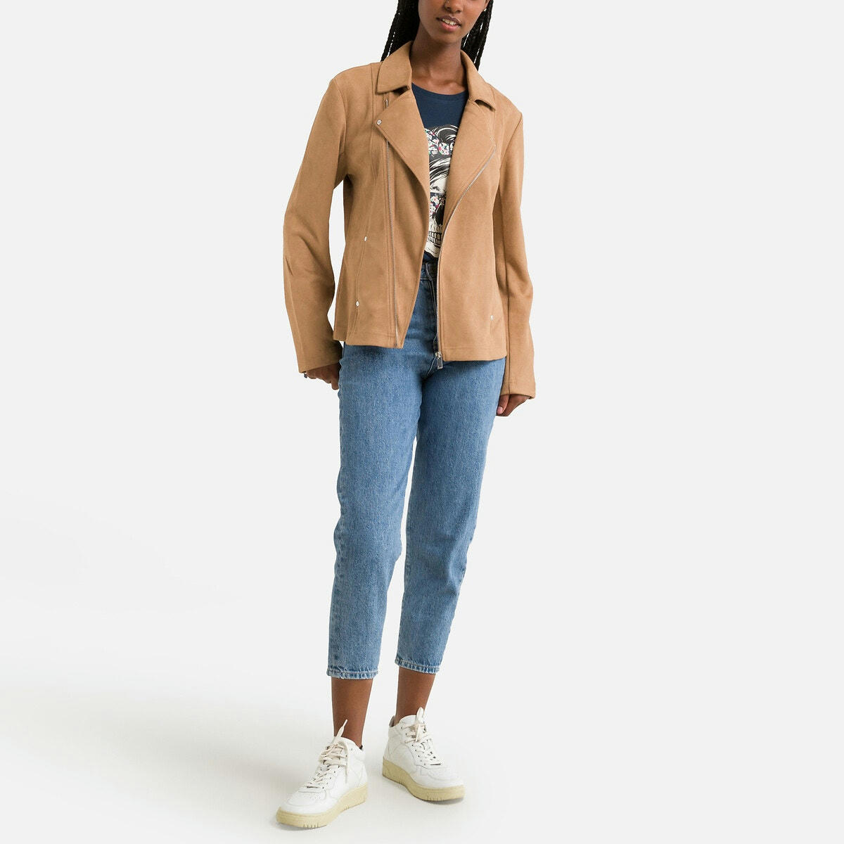 Blouson court zippé en simili