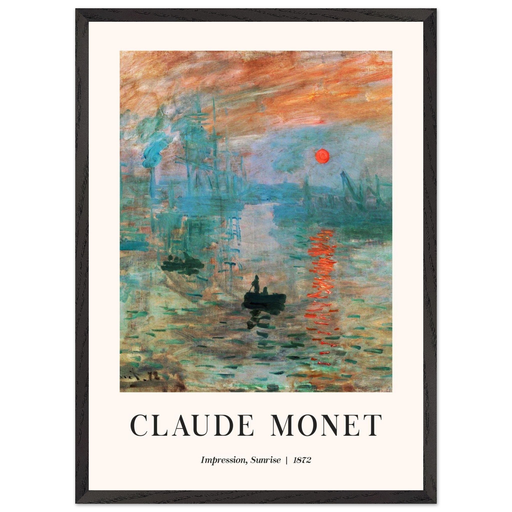 Artfulprints Poster met Lijst Claude Monet - Impression sunrise  - 50x70 cm - Meerkleurig