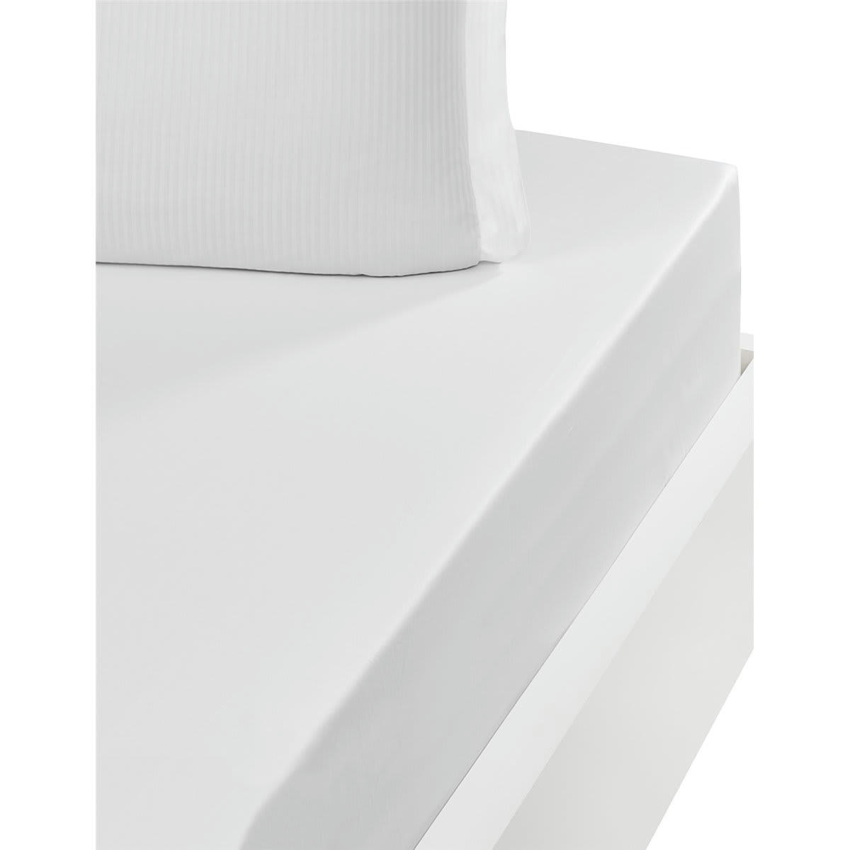 VERSAILLES - Drap housse uni en satin de coton 120 fils bo blanc 140x200 cm