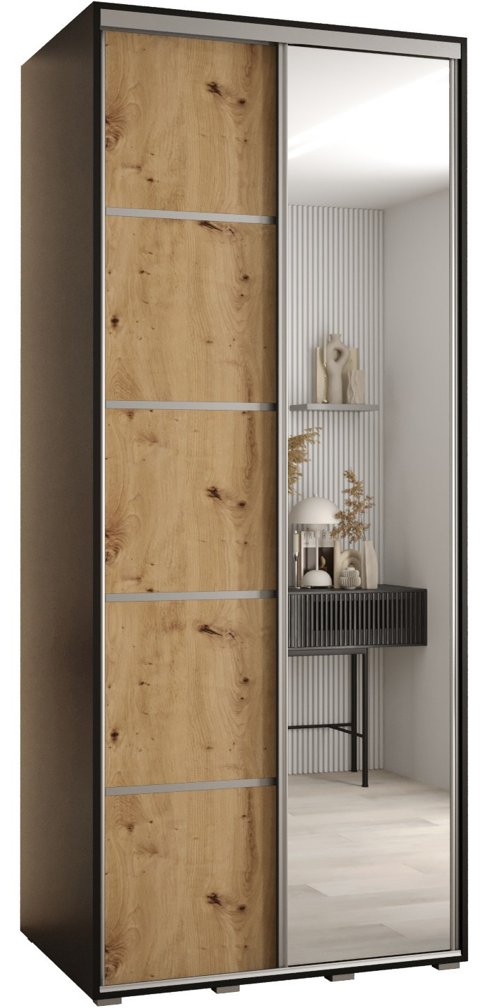 Szafa przesuwna 60 wysoka Davos 5 120 czarny artisan srebrny