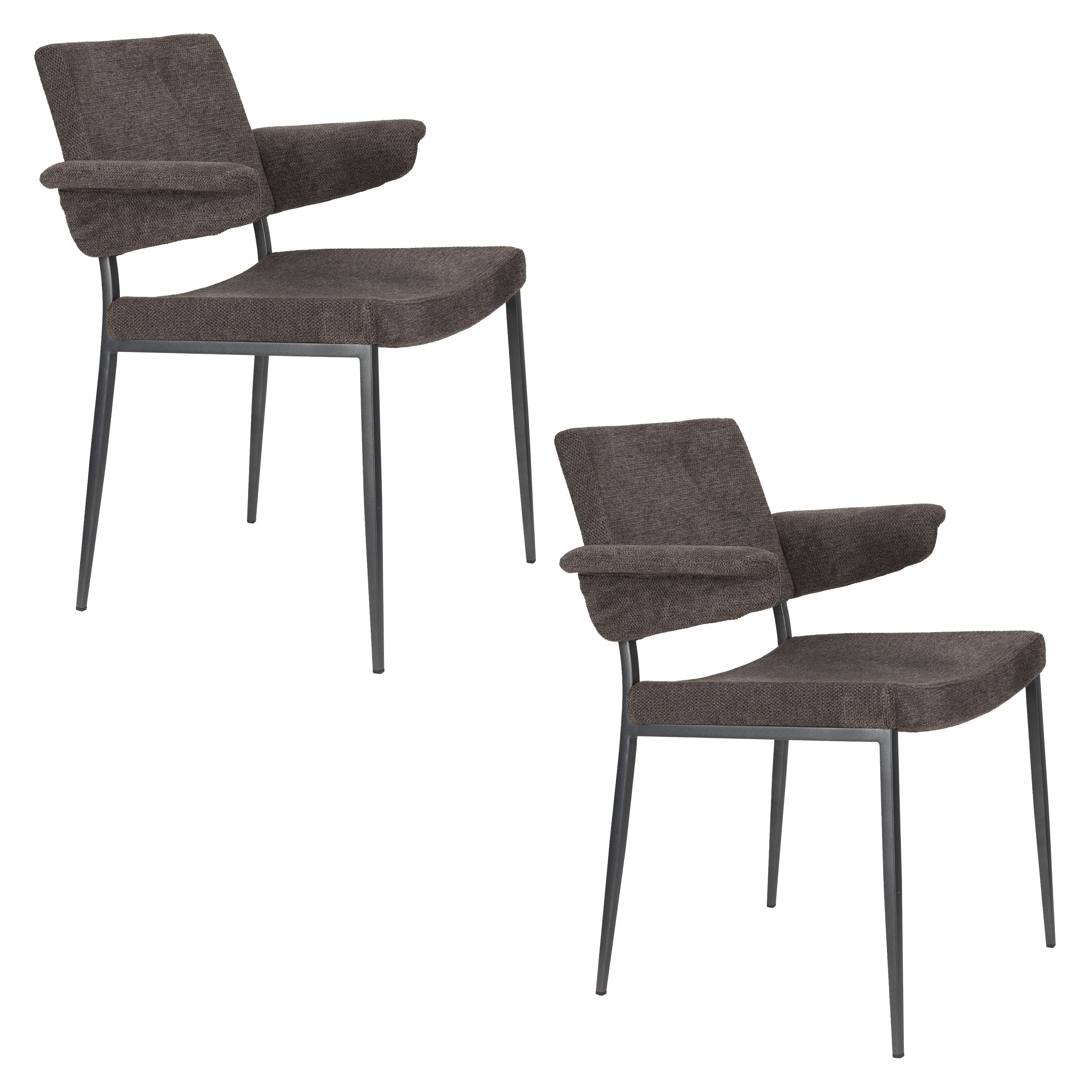 Dutchbone Portland Eetkamerstoelen Armleuning Grijs - Set van 2