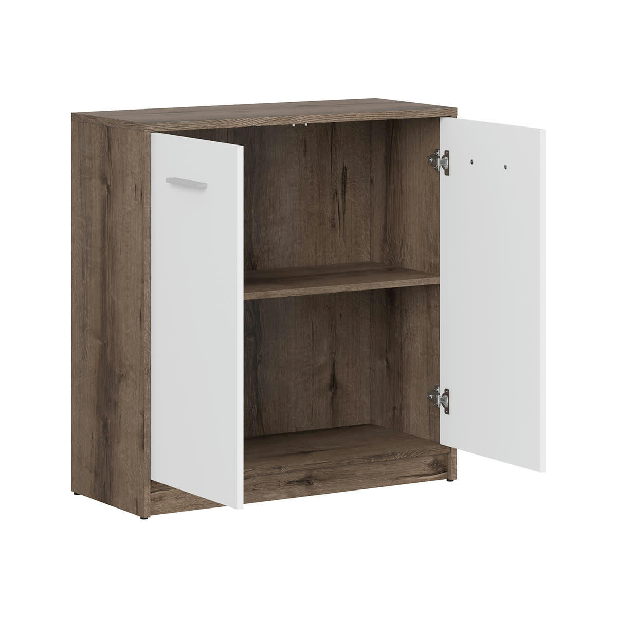 - Buffet 2 portes stratifiés naturel foncé et blanc