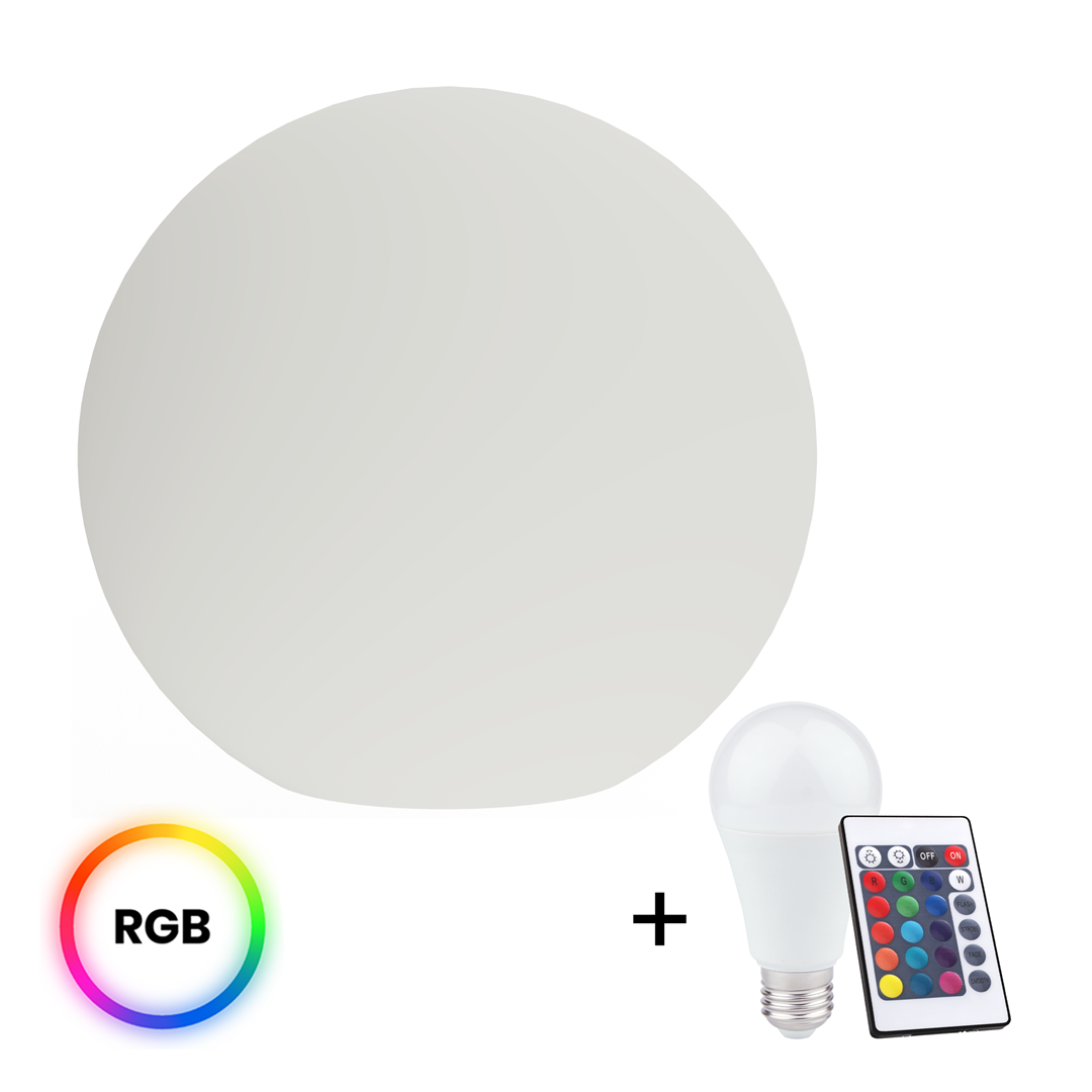 Kula ogrodowa GLOBO 40 cm biała lampa LED E27 10W RGB z pilotem IP64