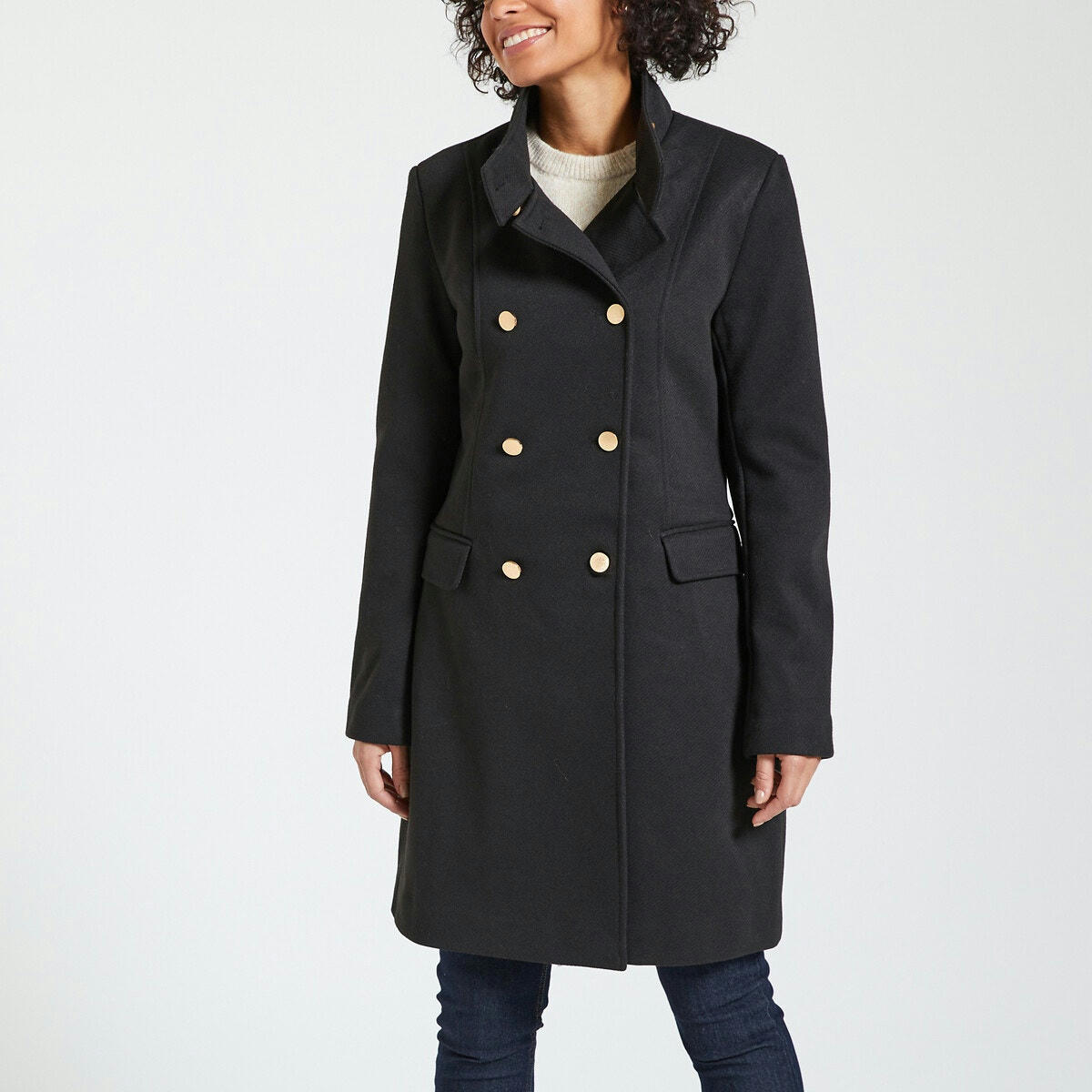 Manteau  droit, col montant