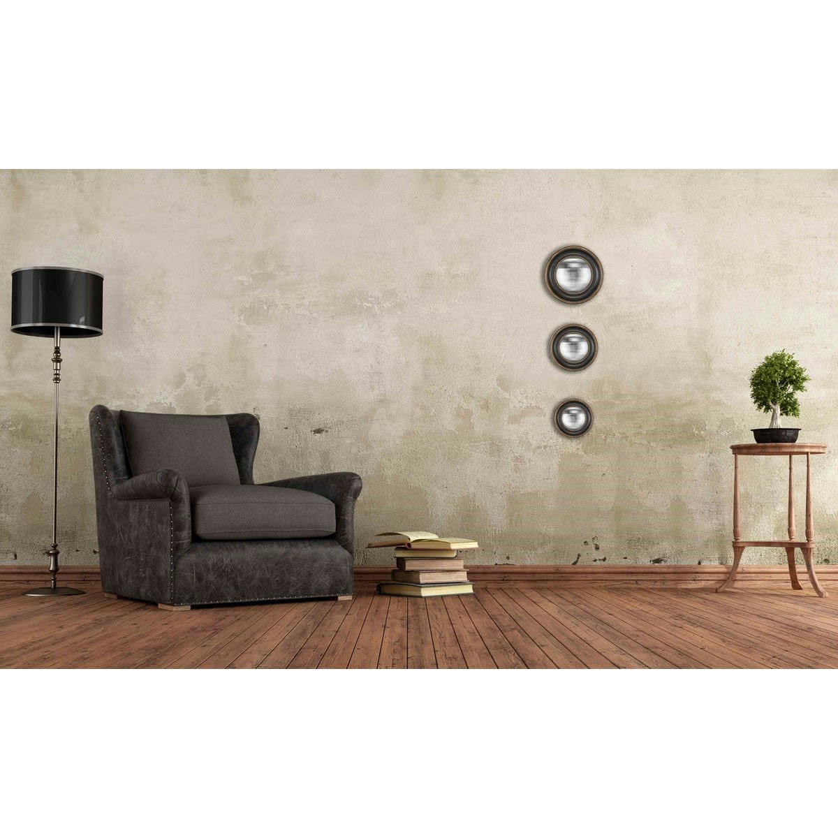 - Miroirs convexes en résine noire - Lot de 3