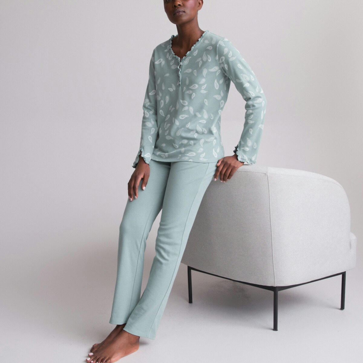 Pyjama maille interlock, manches longues