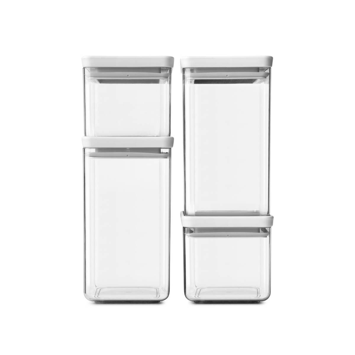 Brabantia Set van 4 stapelbare voorraadbussen, 2x 0,7 liter en 2x 1,6 liter, TASTY  - Light Grey