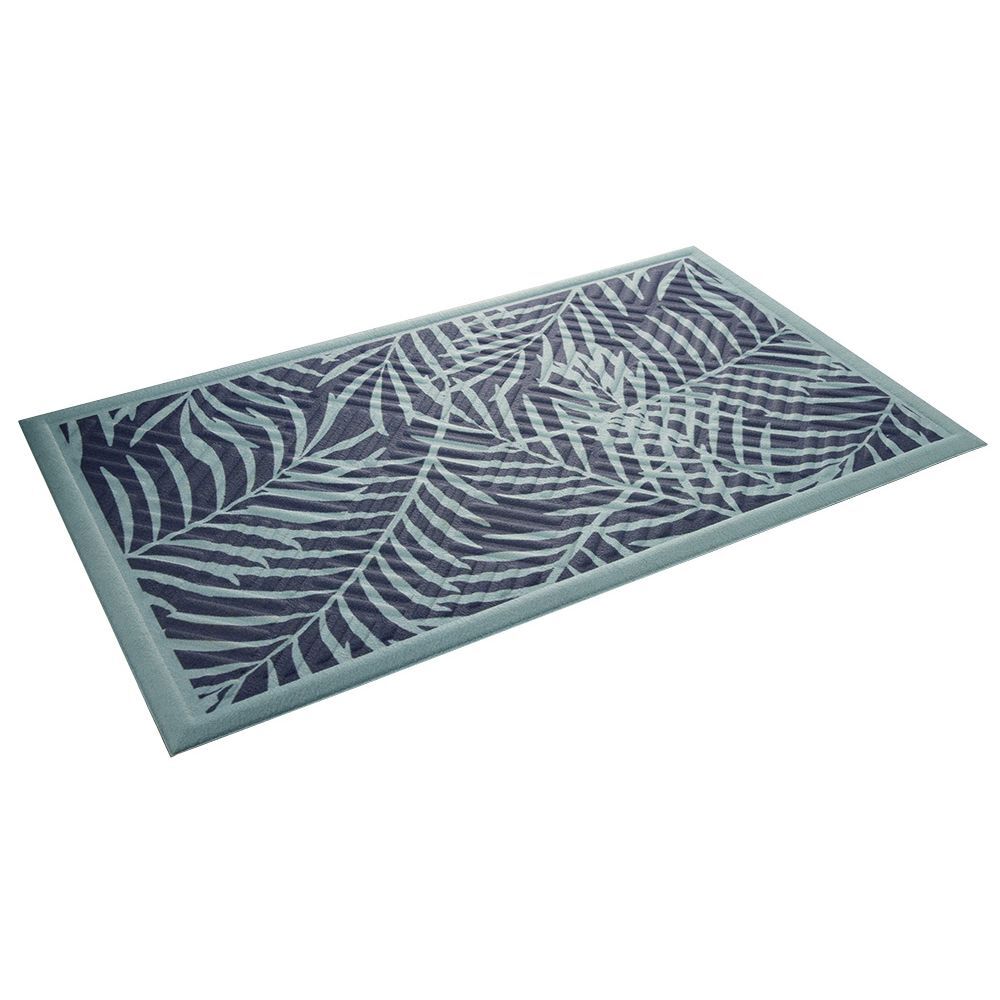 Tapis d'extérieur imprimé feuillage vert et bleu 75x45 cm