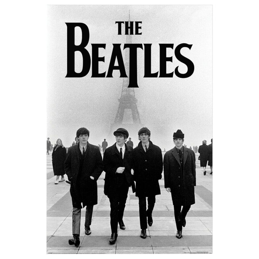 Poster noir et blanc The Beatles Tour Eiffel 91,5x61cm