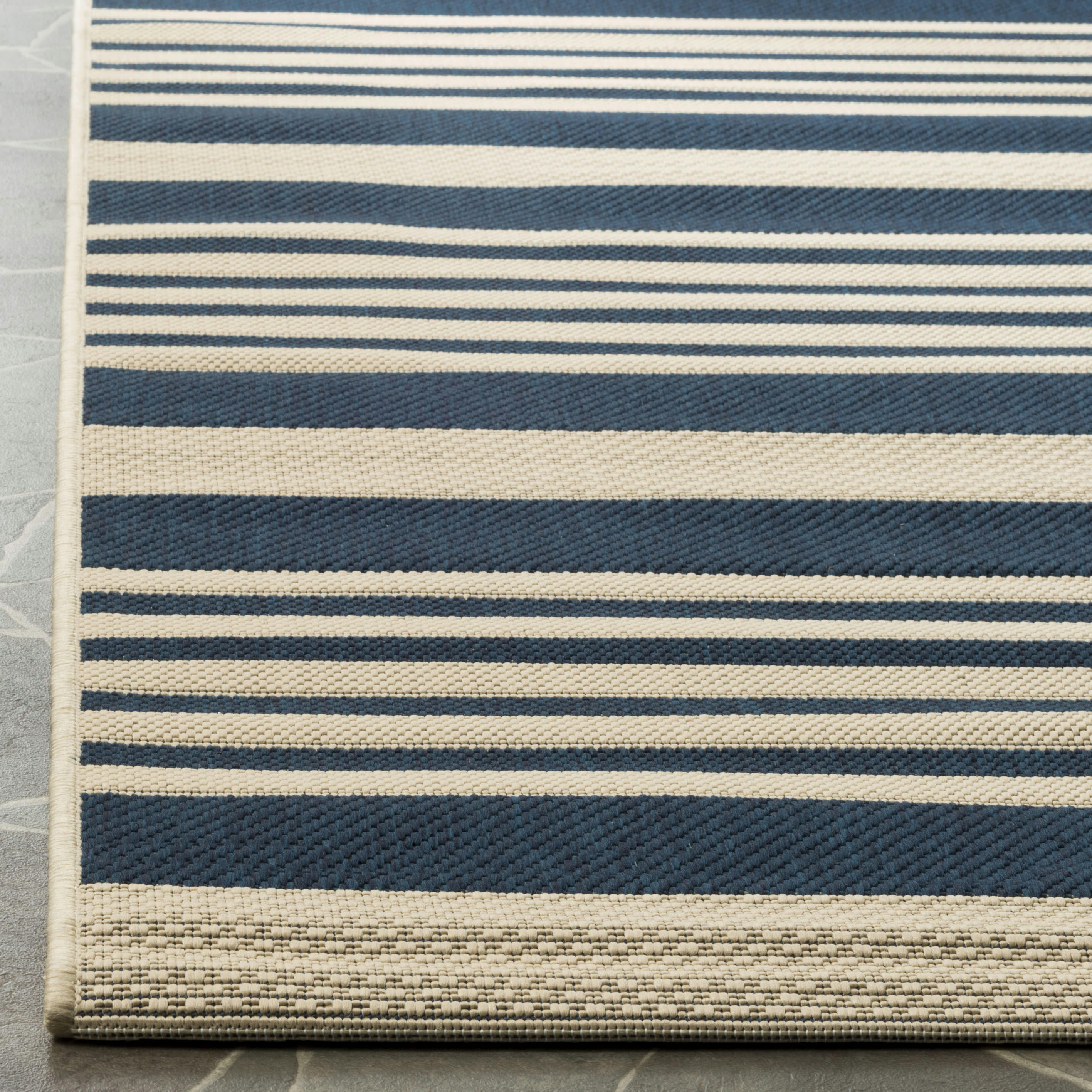 COURTYARD - Tapis interieur & exterieur en bleu marine & beige, 160 x 231 cm