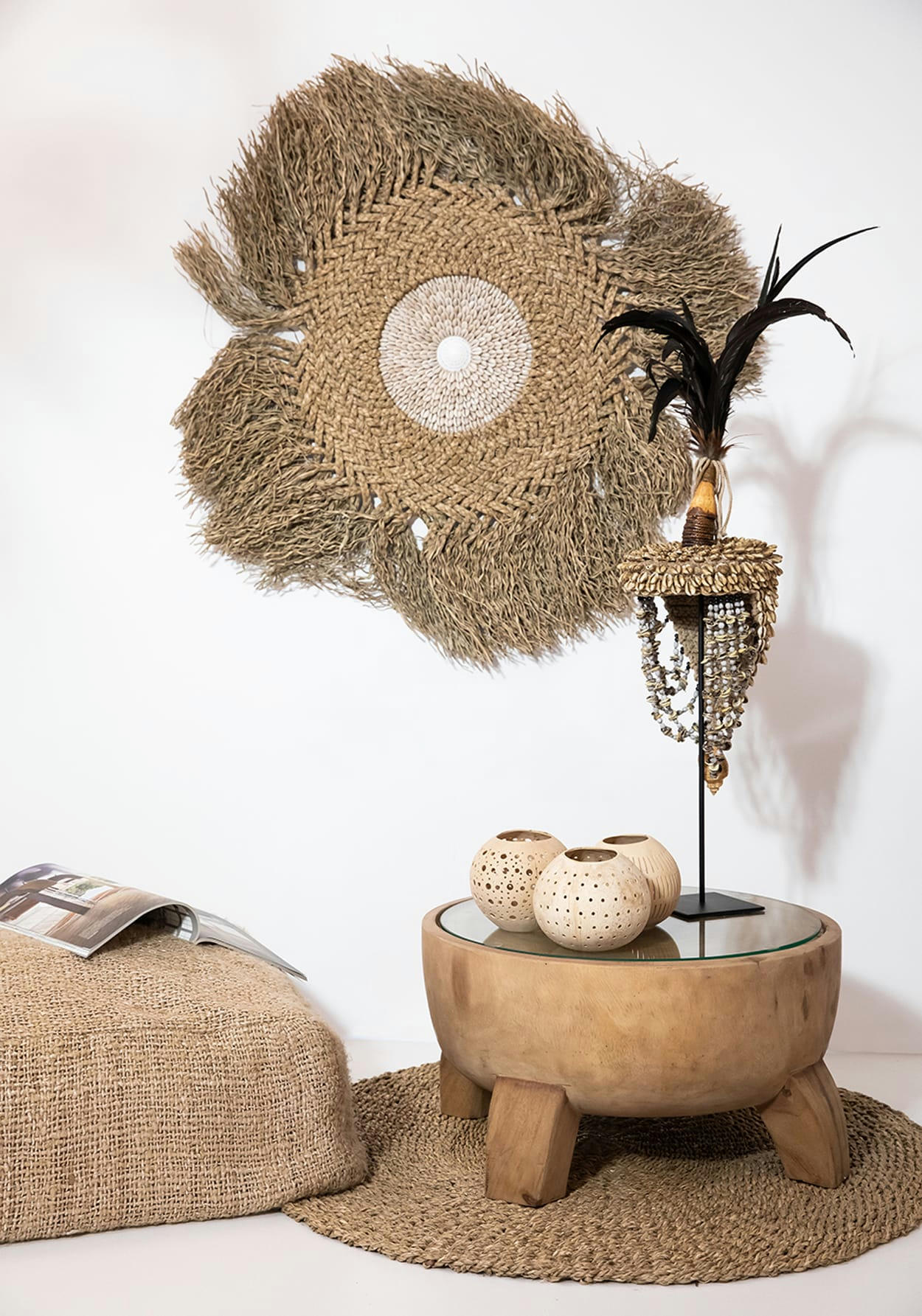 MEKONG RIVER - Tapis en herbes de mer naturel 150x150