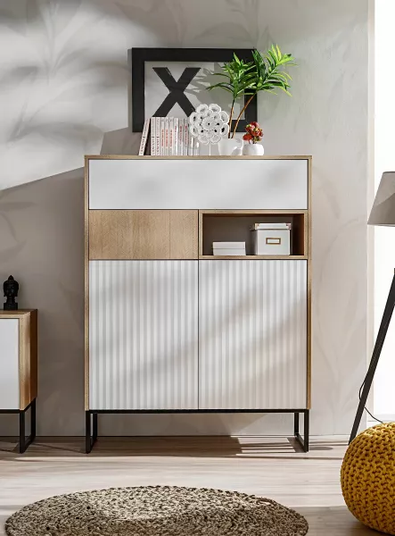 Komoda ZOE 100 2D2S jodełka scandi/biały mat