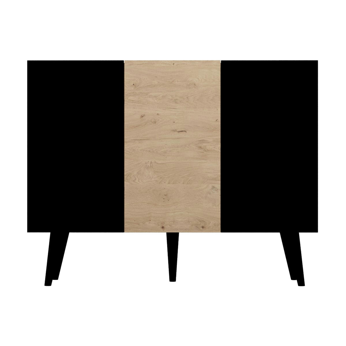 - Commode 3 portes noir et naturel