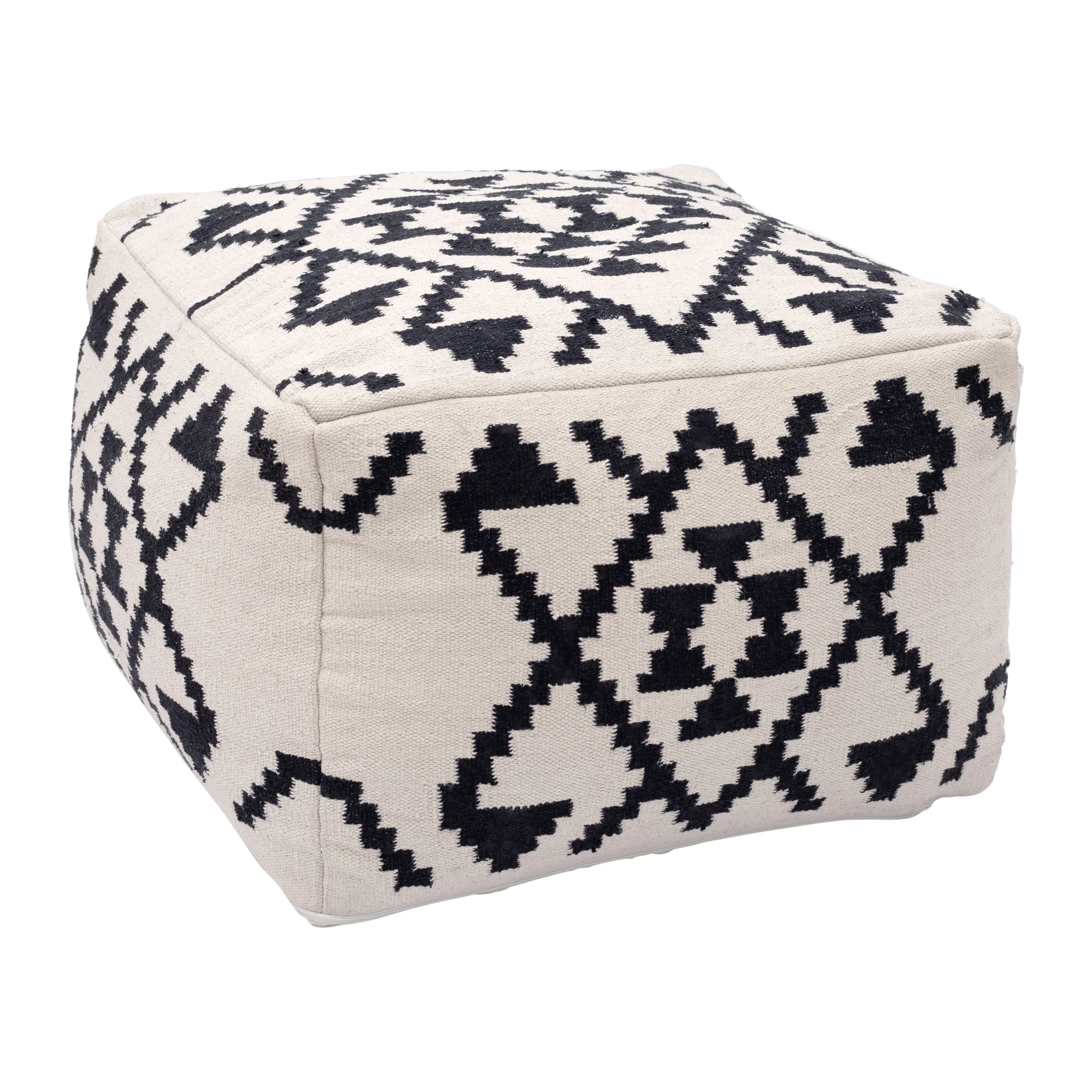 Lizardo Ottoman Beige & Black