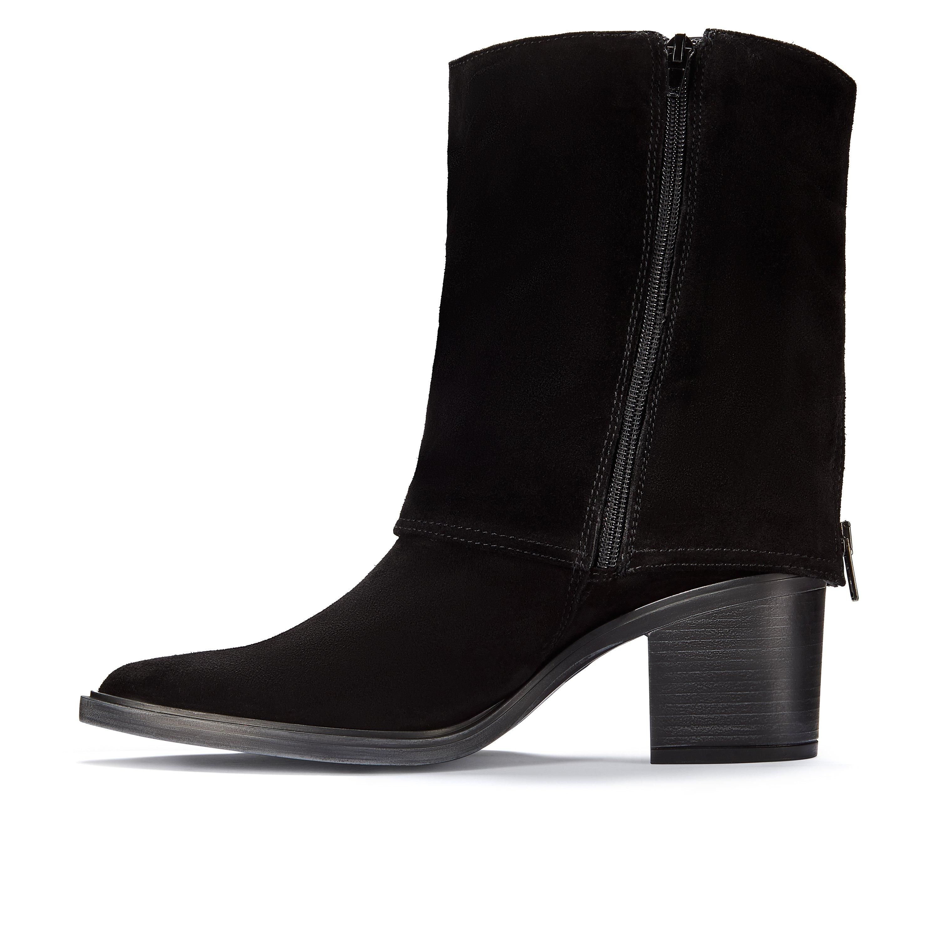 Clarks Jesse Mid Black Suede Ankle Boots,Mid Calf Boots