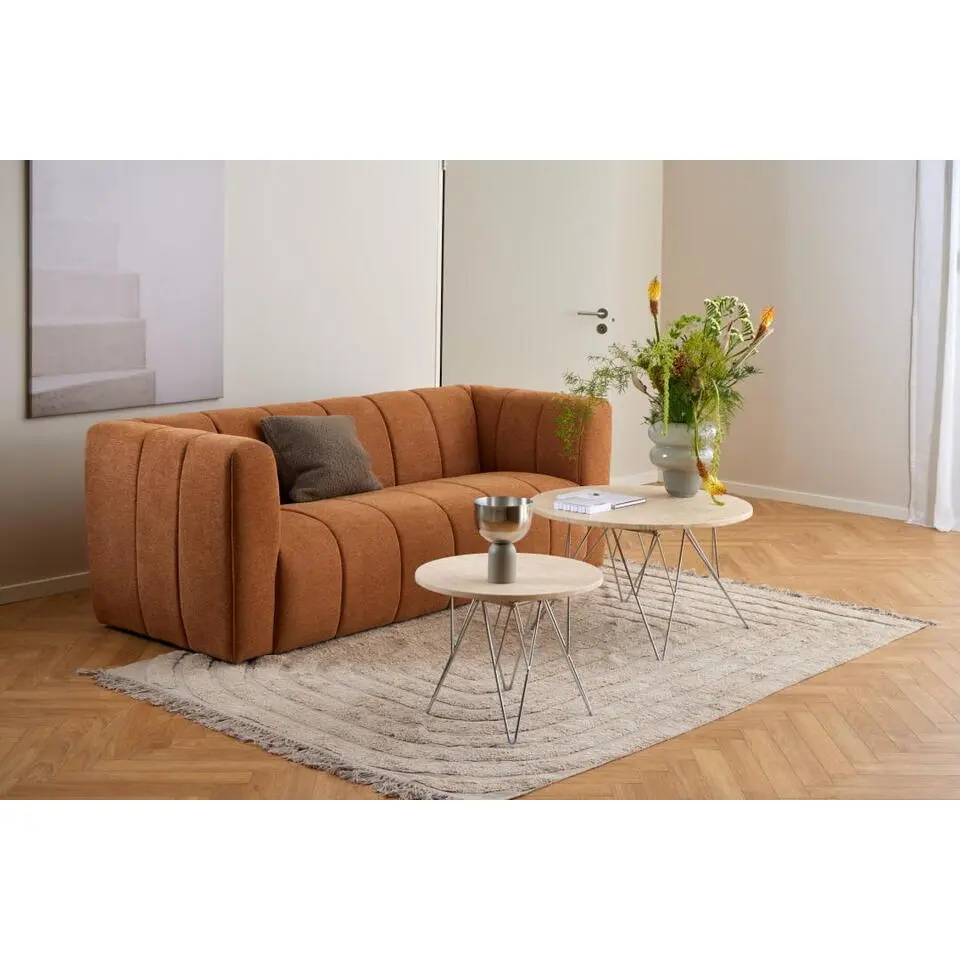 Salontafel Beige Travertin - 80x80x46,4cm - Hermanson