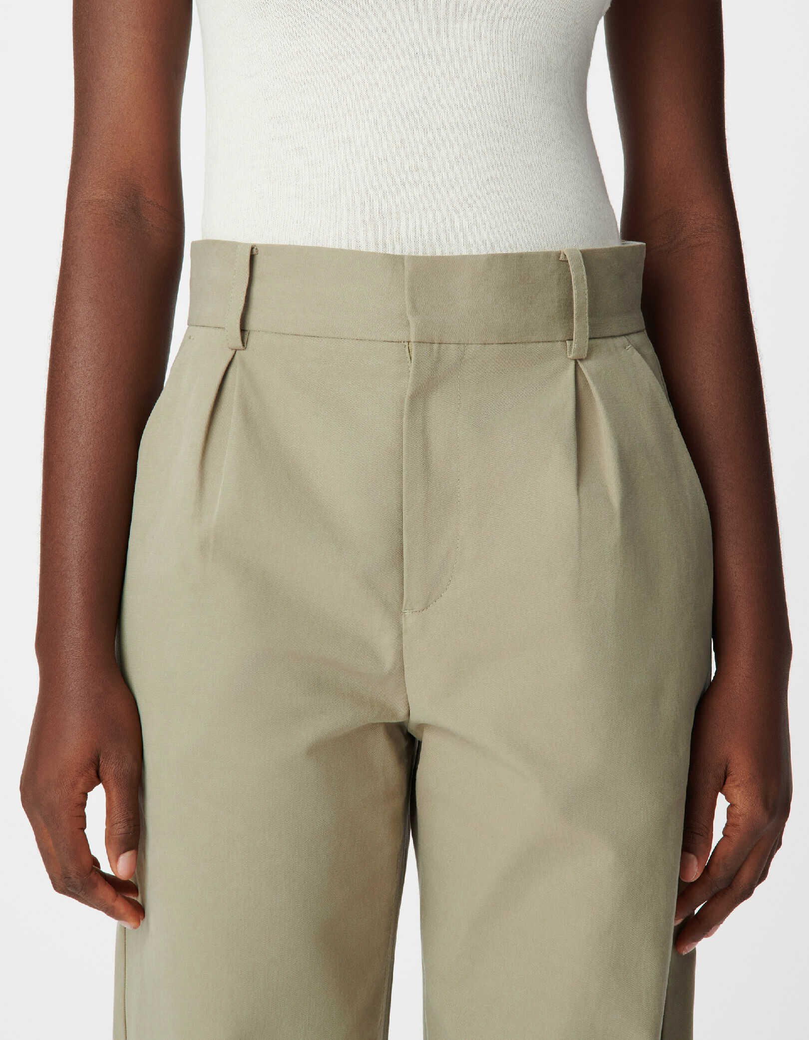 Pantalon ballon kaki à pinces Femme