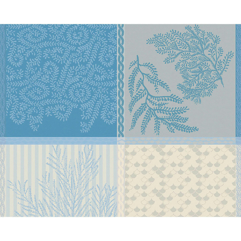 MILLE OCEANS ECUME - Set enduit imperméable pur coton bleu 40X50