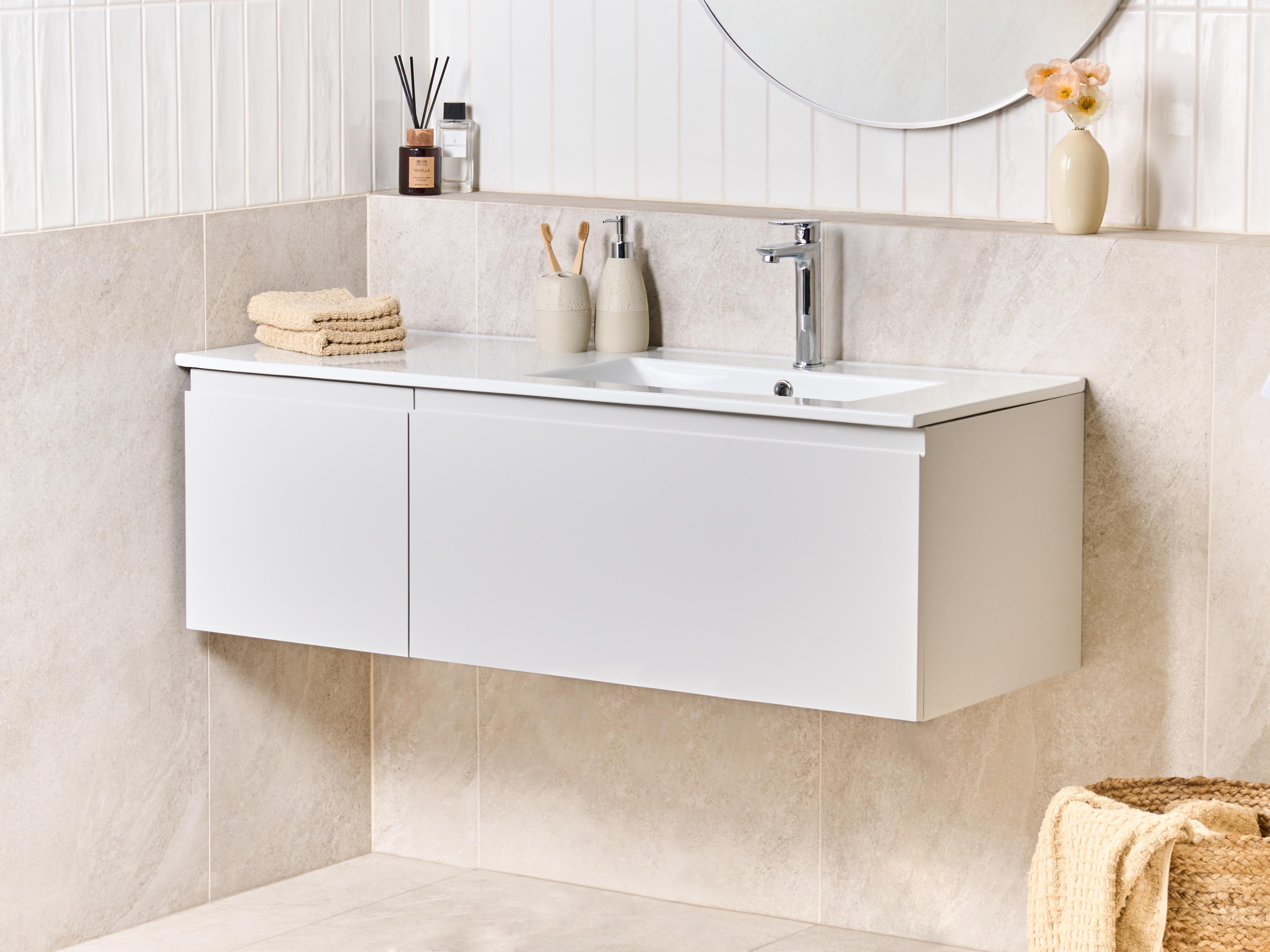 Wall Mounted Vanity Unit with Basin COROICO Light Grey