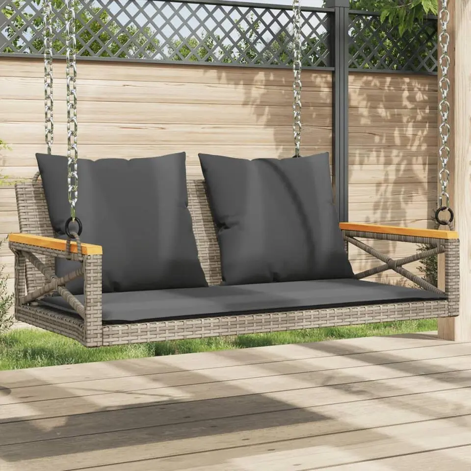 vidaXL - Schommelbank - Grijs - Poly rattan - 62 x 109 x 40 cm