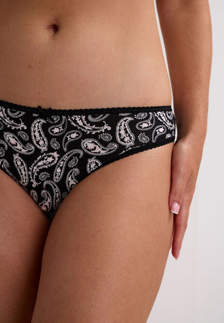 Womens 4pk Grey Paisley Print High Cut Briefs