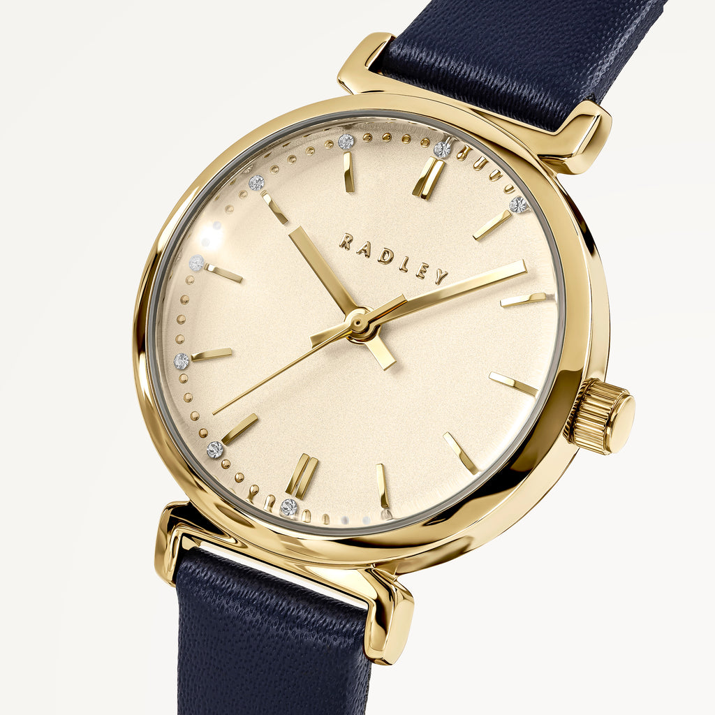 Roman Crescent - T-Bar Leather Strap Watch