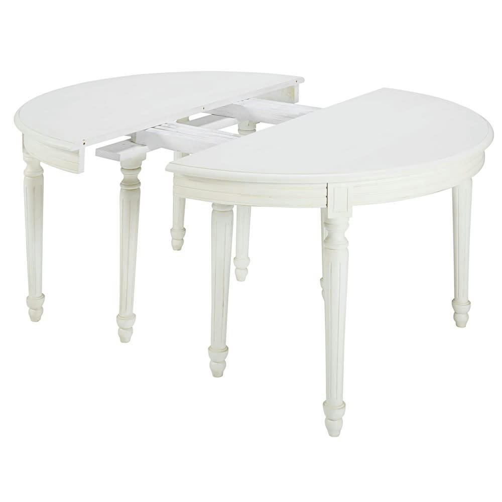 Louis - Table à manger ronde extensible 4 à 14 personnes en bouleau blanc L120/280