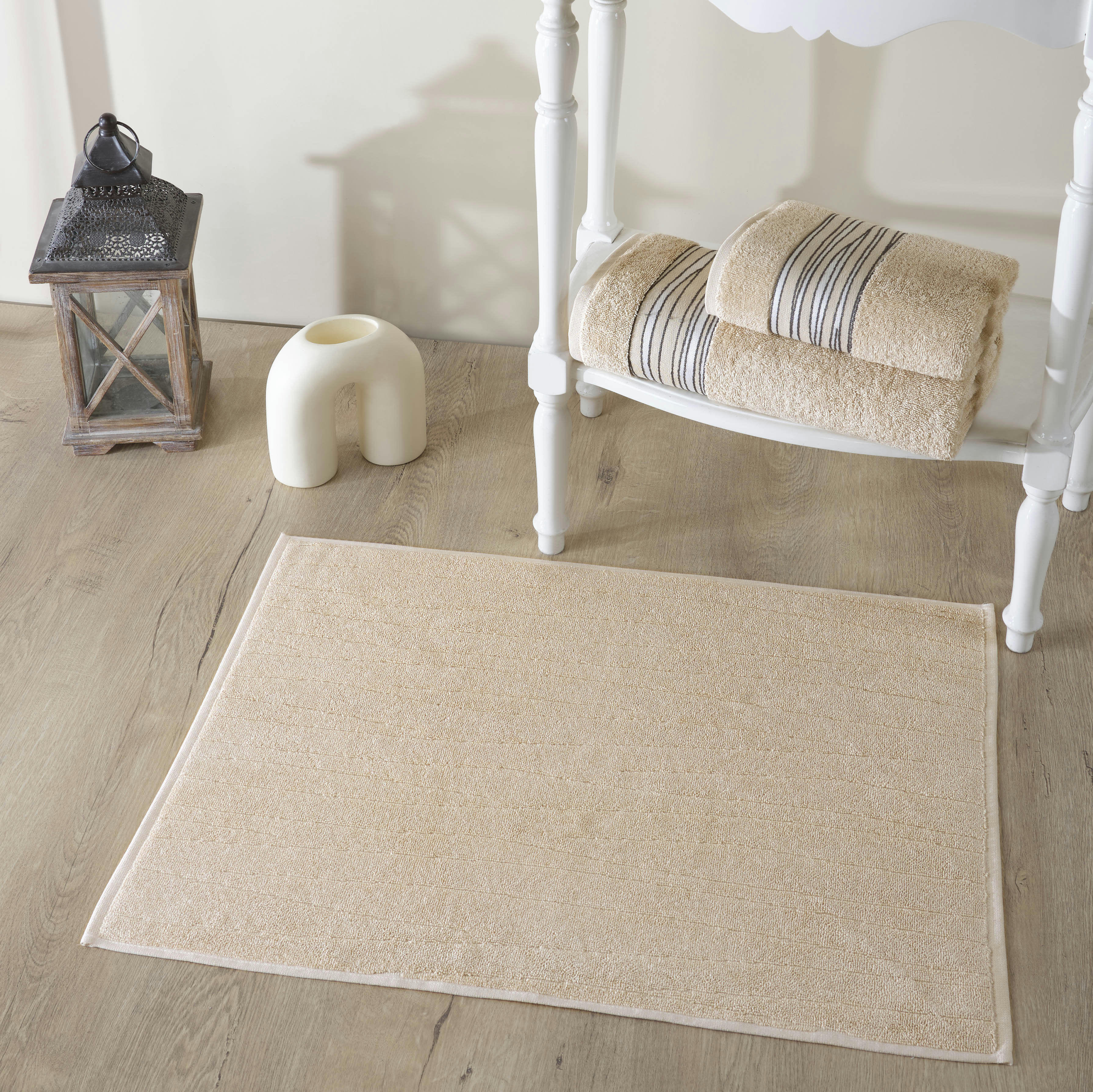 PURE - Set de bain éponge 3 pc Serviette 50x90 +70x140 cm , tapis de bain