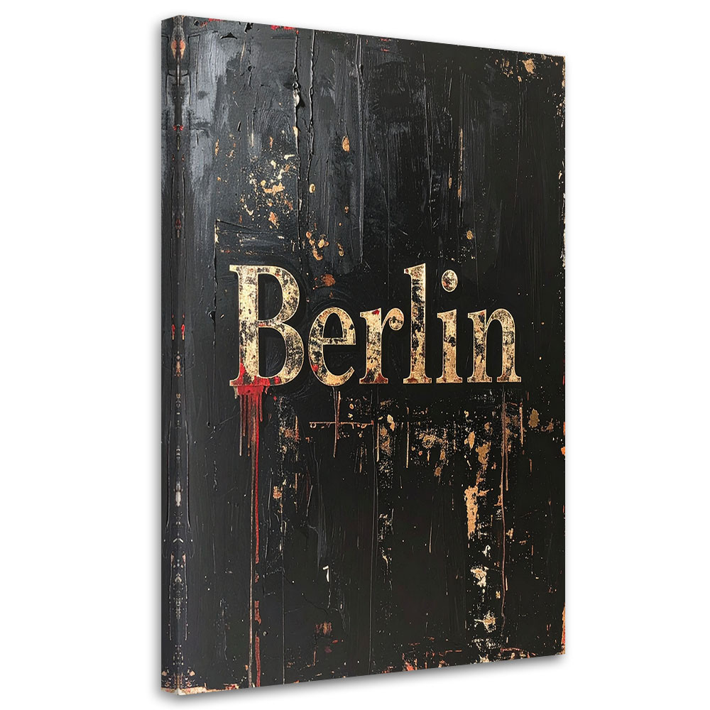 Obraz industrialny do salonu biura hotelu, Napis Berlin Typografia 20x30