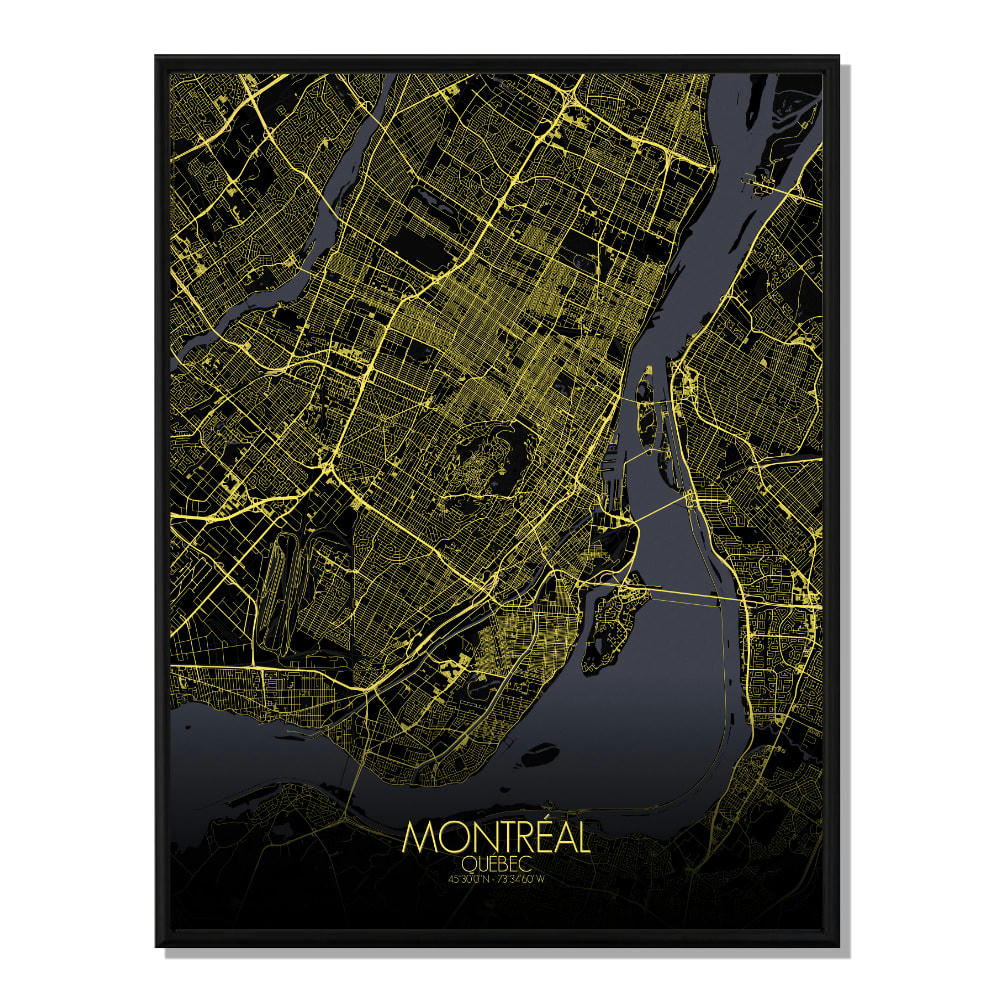- Affiche Montreal Carte Nuit 40x50