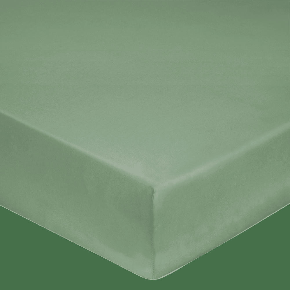 FLANDRES - Drap housse en coton lin lavé vert amande 140 x 190 cm