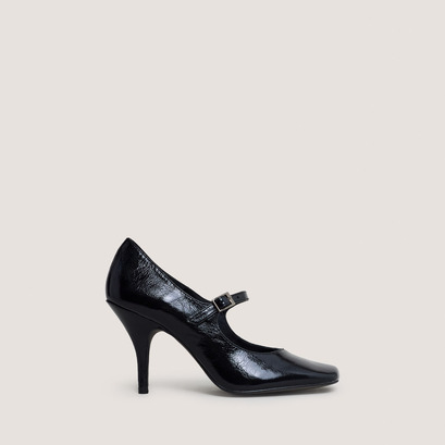 Babies à talons et à bridesen cuir brillant noir | BELFORT