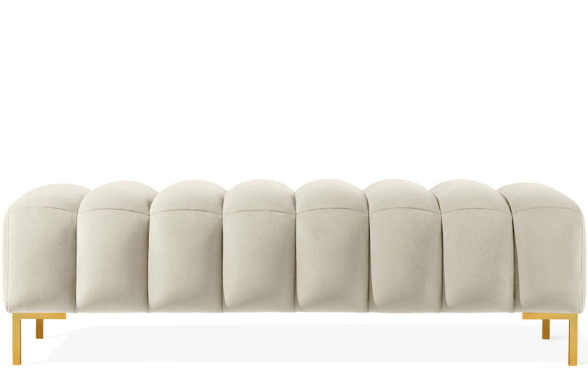 KONSIMO PECCO II Elegancka pufa na korytarz, do sypialni 160cm, złote nogi