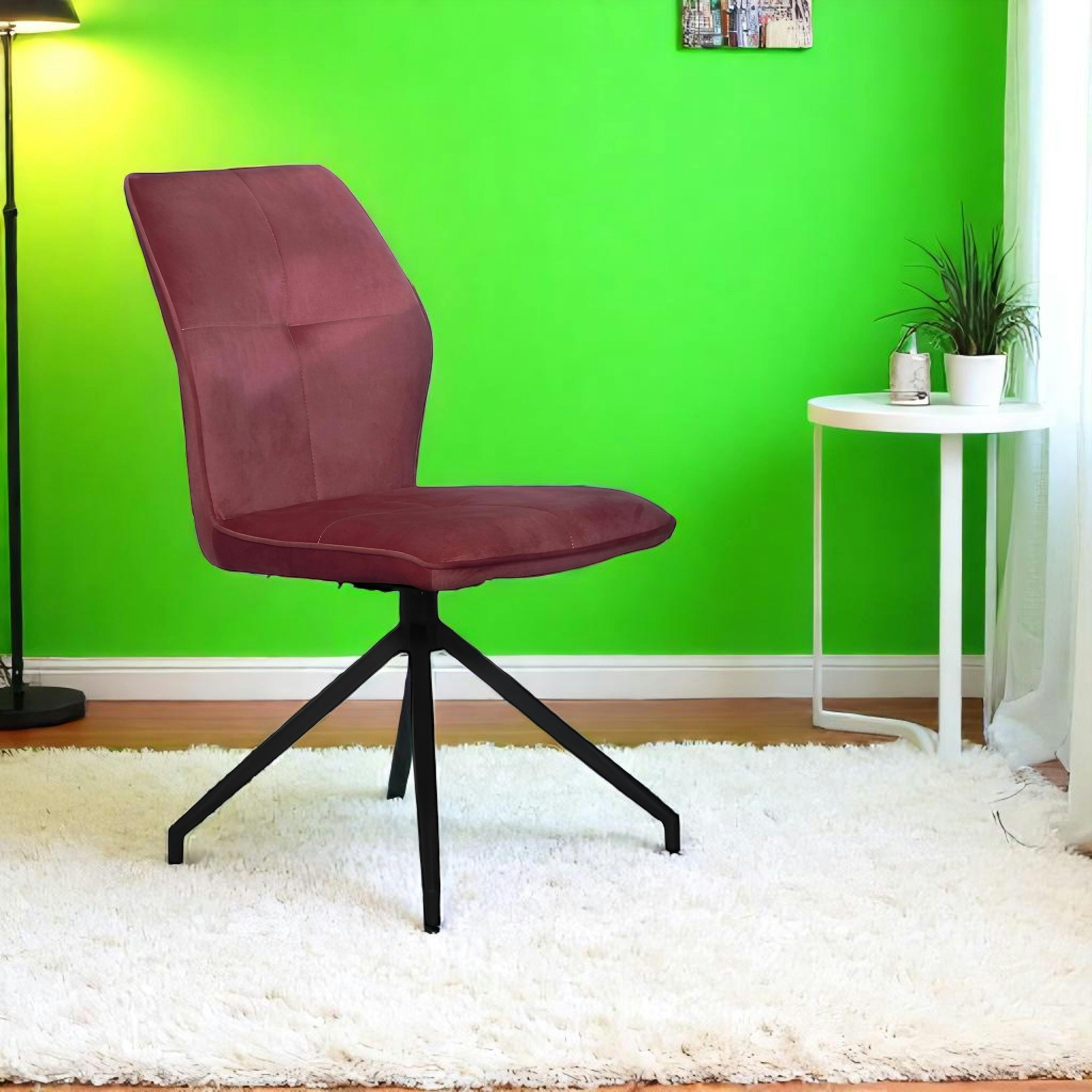 Chaise pivotante rose en velours patiné avec poignée (lot de 2) LOMBARDIE