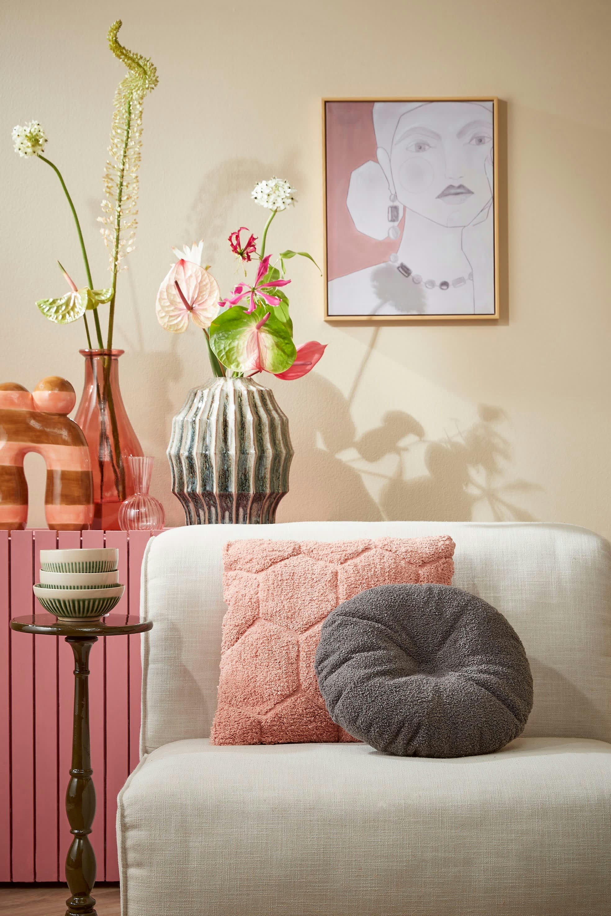 NADINE - Coussin en polyester recyclé marron D40