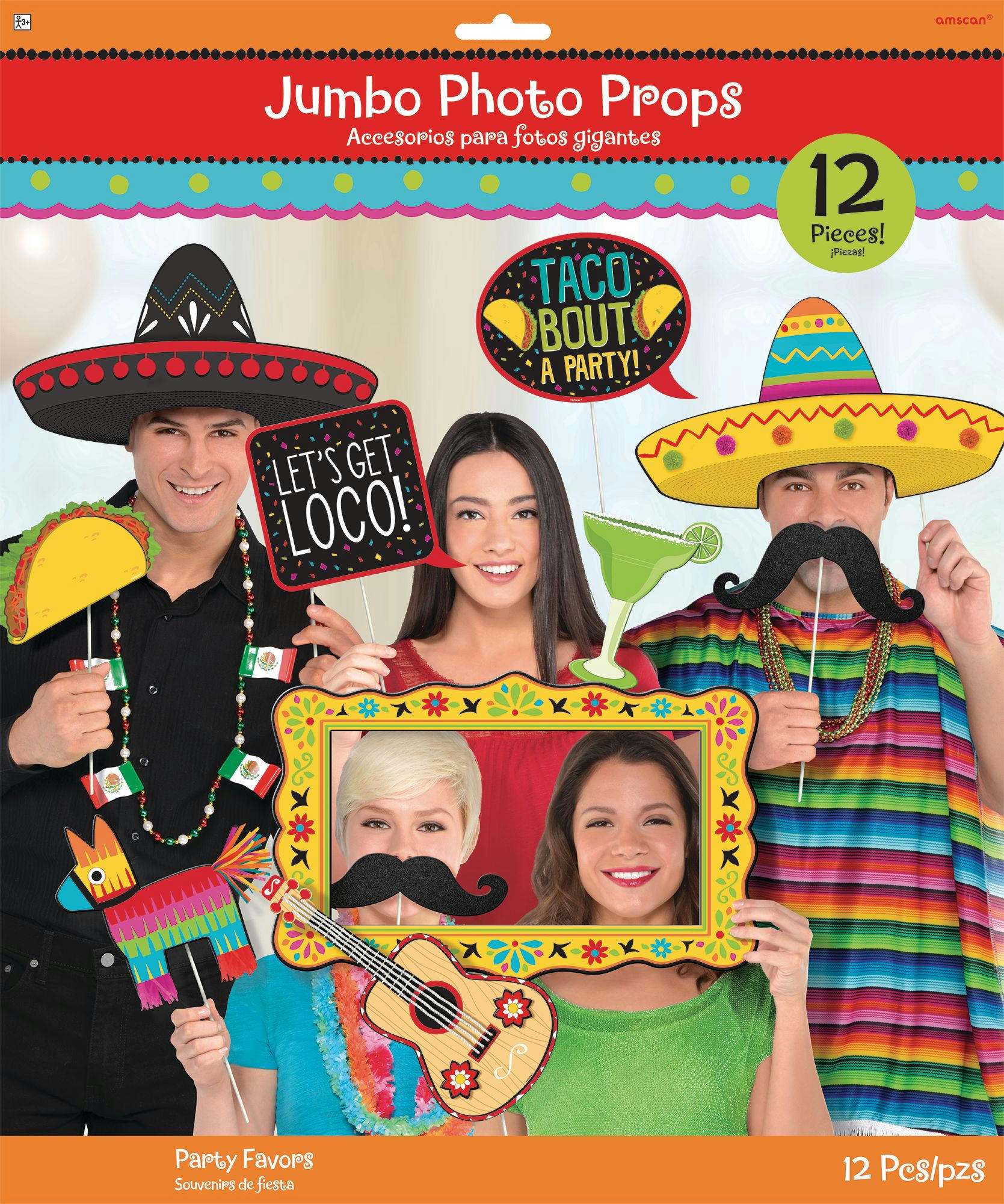 Jumbo Fiesta Photo Booth Props, 12-pk
