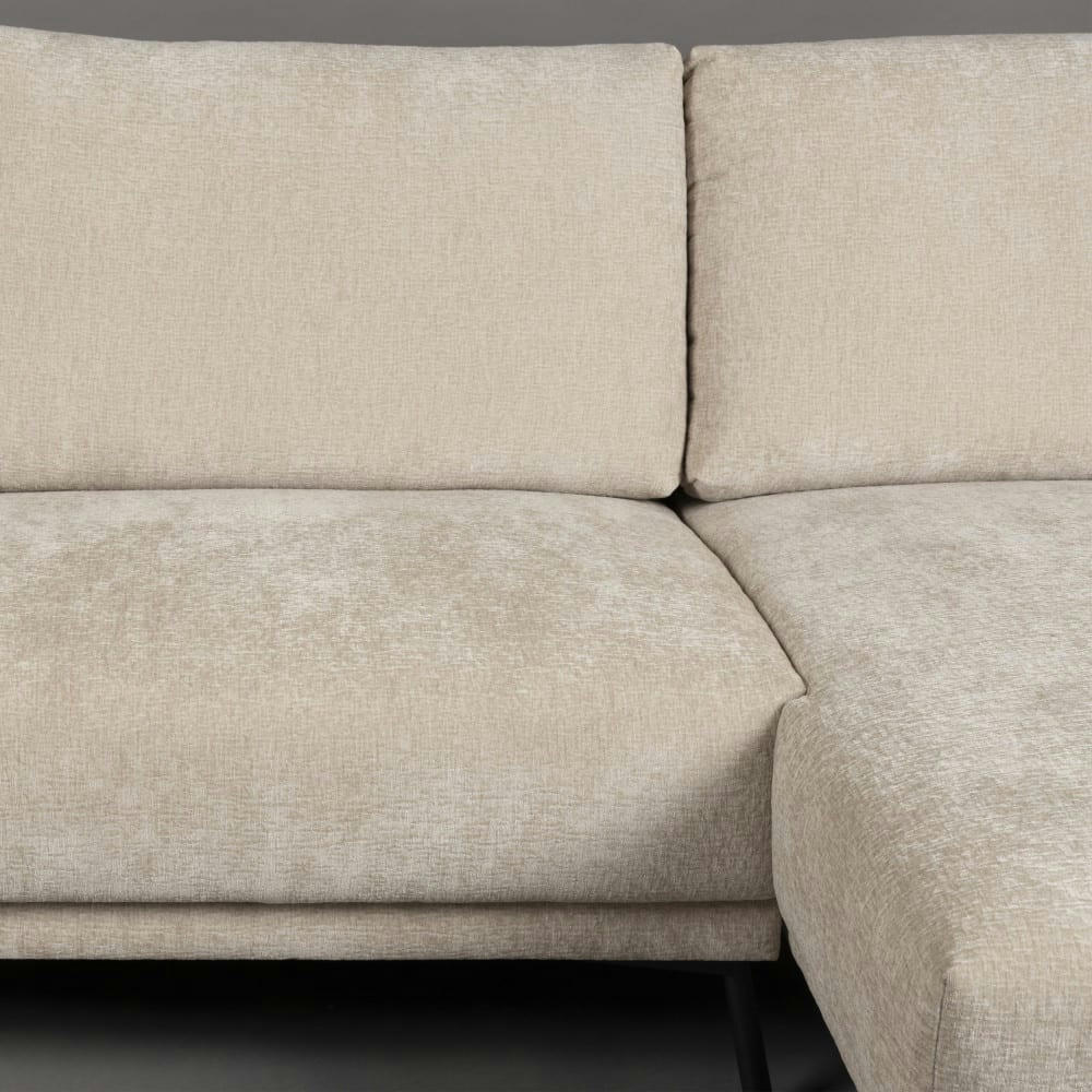 HARPER - Canapé d'angle droit en tissu chenille beige 3 places