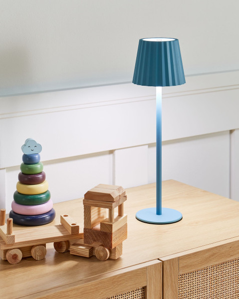 Nowoczesna lampa stołowa metalowa jasnoniebieska