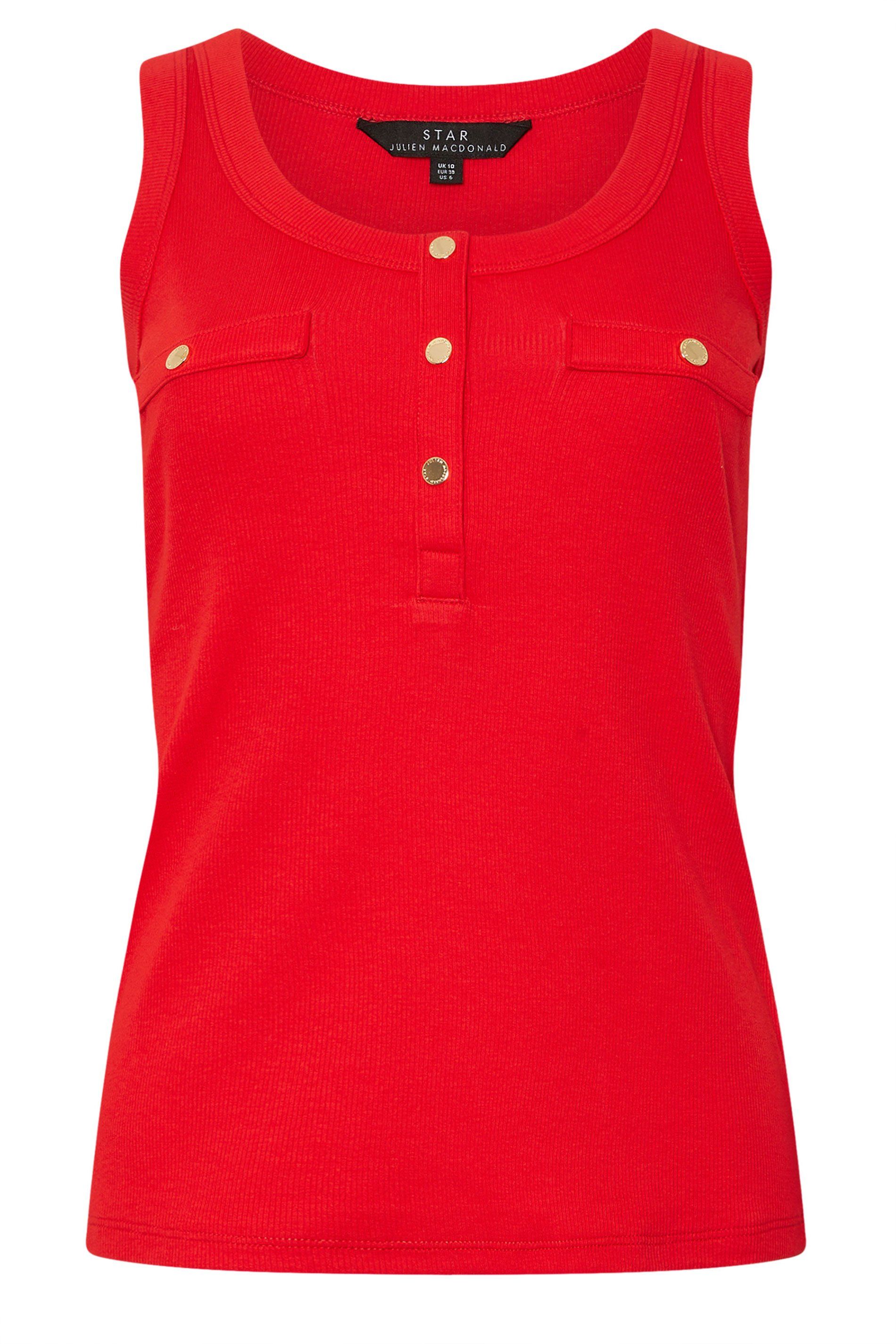 Star by Julien Macdonald Ribbed Button Vest Top