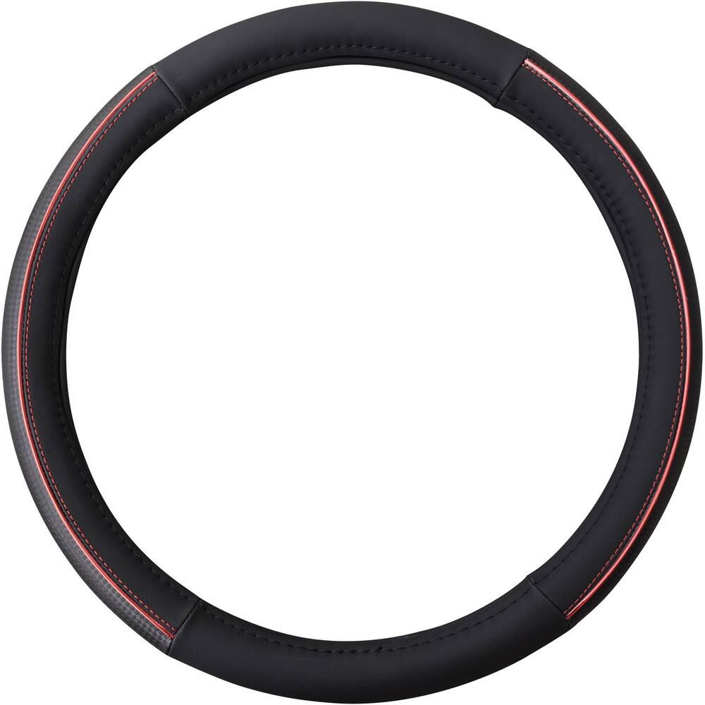 AutoTrends Carbon Fibre with Metallic Stripe Steering Wheel Cover