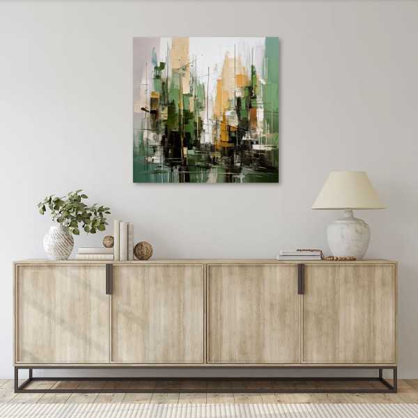 Feeby Obraz na płótnie, Miasto Abstrakcja Zieleń 30x30