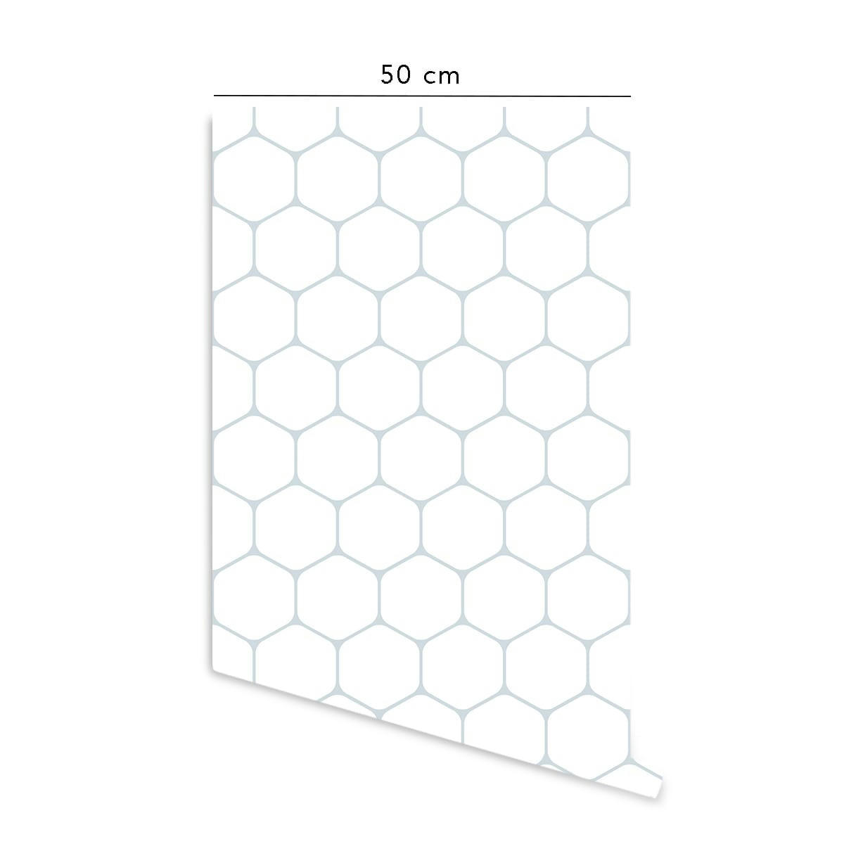 HIVE - Papier peint vinyle adhésif ruche poudre bleu 50x300 cm